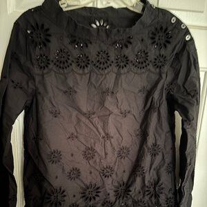 Unbranded Black Fancy Top Asymmetrical Bottom Boat Neck L/S w/Lace Top Size S